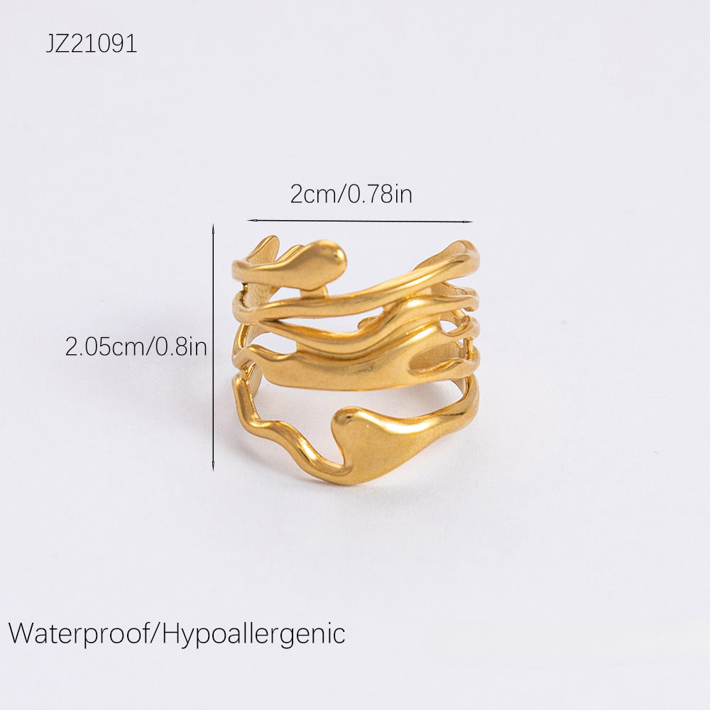 Wholesale Irregular Oval Luxury 18K Gold Rings ACC-RS-YuHui005