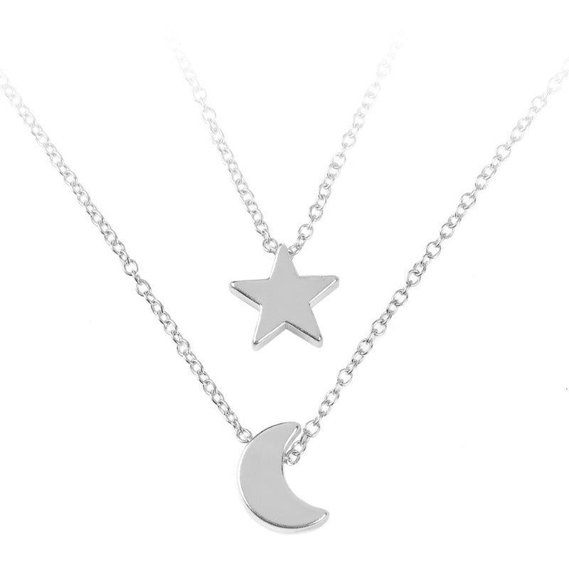 Wholesale Star Moon Pendant Short Simple Double Layer Clavicle Chain ACC-NE-zhiyu009