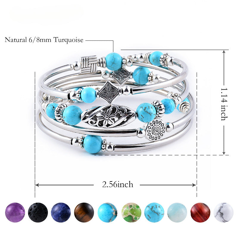 Wholesale Natural Turquoise Wrap Bracelet ACC-BT-Duoy005
