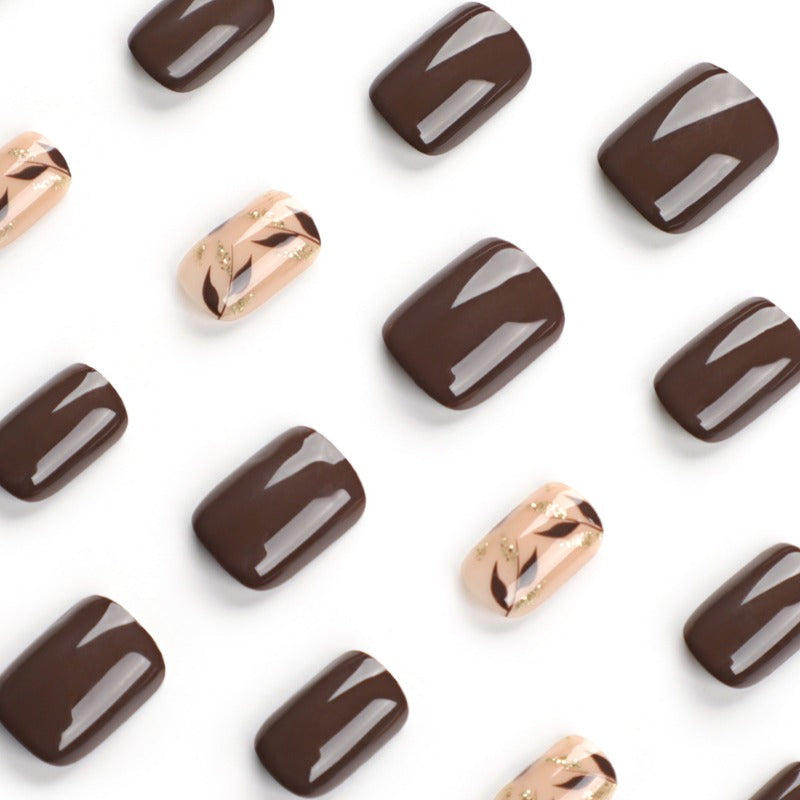 Wholesale 24 Pieces/box Gold Glitter Leaf Nails Kits Nail Stickers ACC-NS-LeFan172