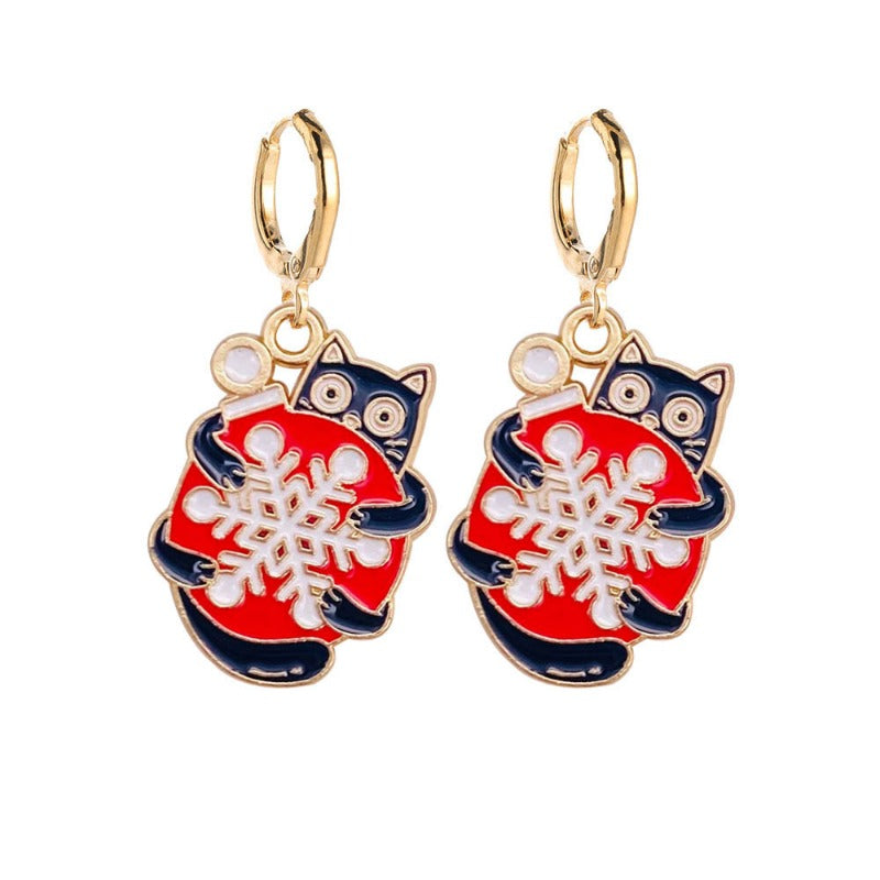 Wholesale Christmas Cute Colored Lights Cat Alloy Earrings ACC-ES-ChenY099