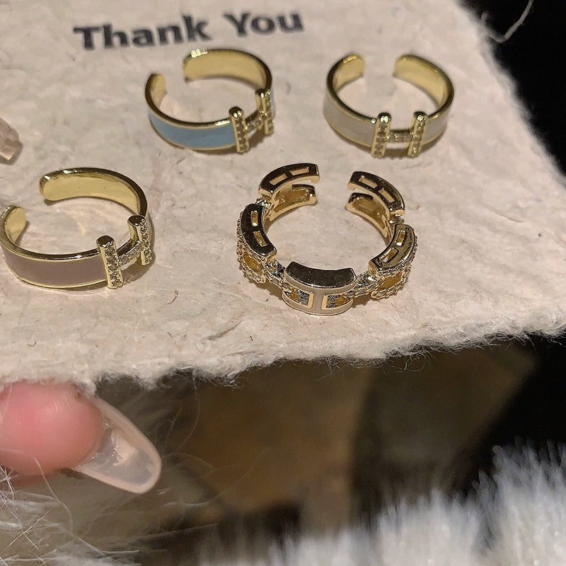 Wholesale Letter Light Luxury Enamel Micro-inlaid Ring ACCVIP-RS-Chuyu001