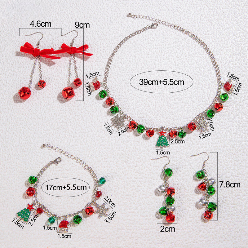 Wholesale Christmas Bell Beaded Earrings Necklace Bracelet Three-piece Set ACC-NE-YongGe011
