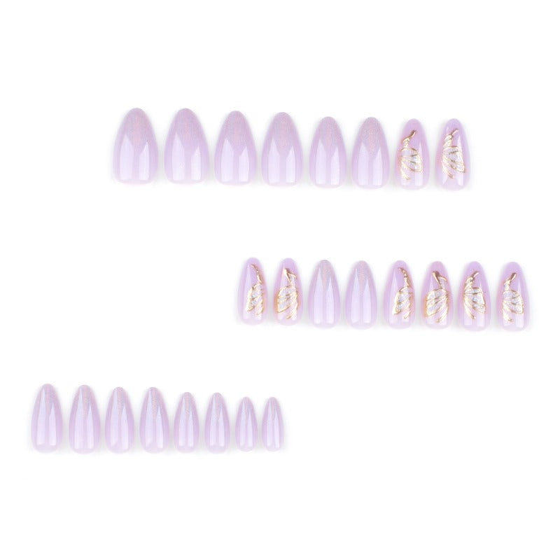 Wholesale 24 Pieces/box Purple Butterfly Press-on Nails Kits Nail Stickers ACC-NS-LeFan078