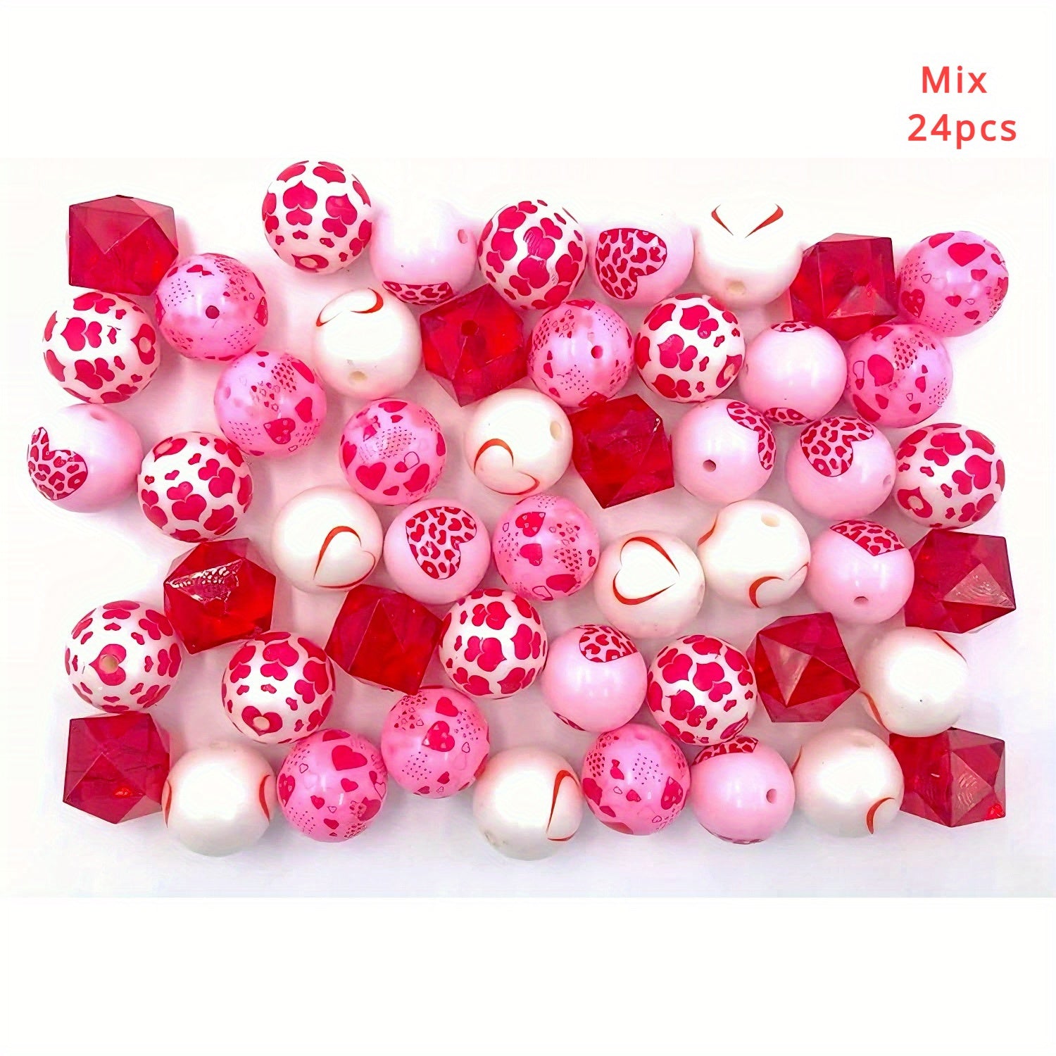 24pcs Bubblegum Beads Chunky Bead 20mm Mix, Brown Cow Chunky Beads, Pink Cow Beads, DIY Pens, DIY Lanyards, DIY Keychains, Jewelry Beads