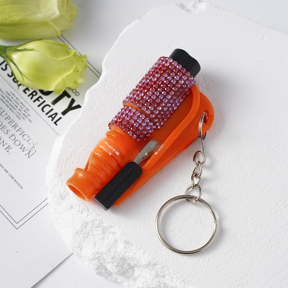 Wholesale Outdoor Safety Hammer Mini Car Diamond Keychain ACCVIP-KC-ZhiYa015