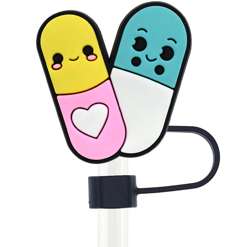 Wholesale random 100pcs medical series 10mm PVC soft glue Straw Tube Cap ACC-SCR-RYY128