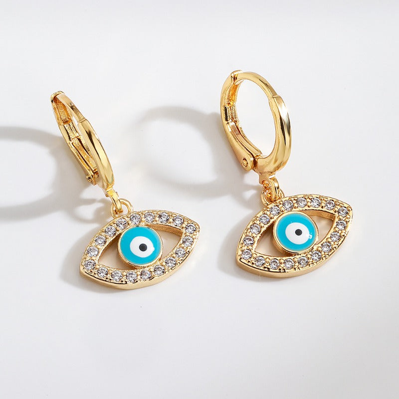 Wholesale Oil Dripping Demon Eye Zircon Earrings ACC-ES-AG005