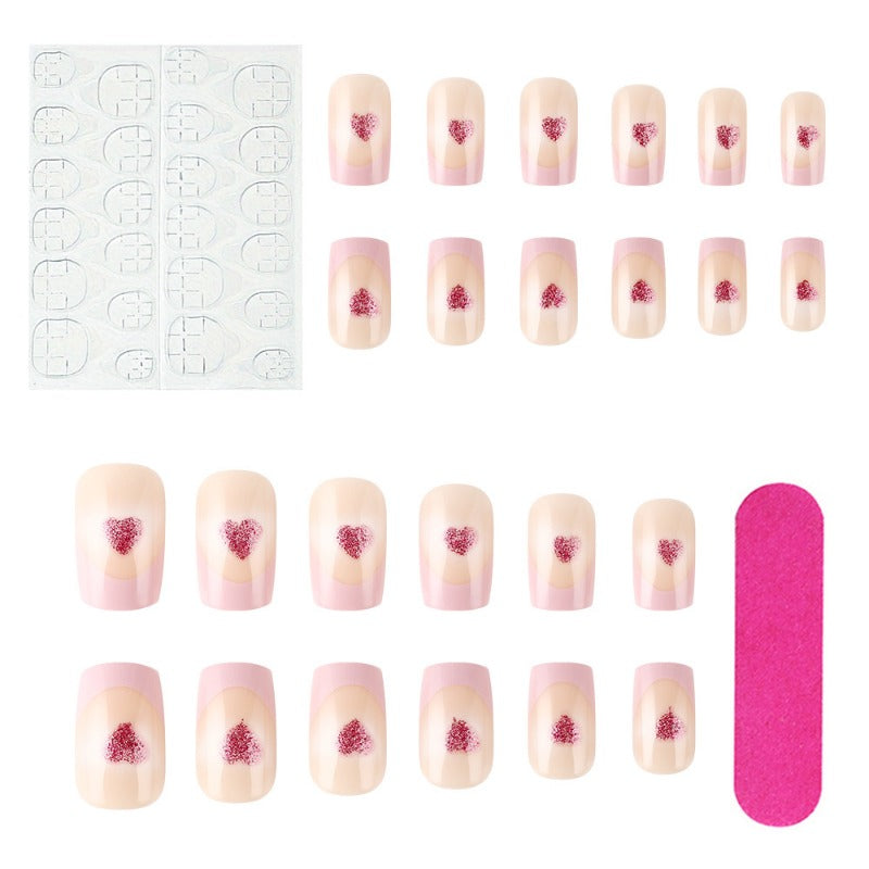 Wholesale 24 Pieces/box Valentine's Day Glitter Heart Nails Kits Nail Stickers ACC-NS-MiKe028