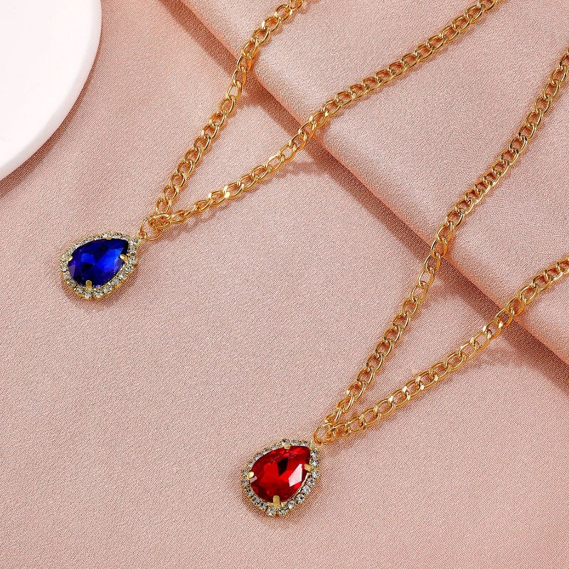 Wholesale Micro-paved Zirconia Teardrop Pendant Necklaces ACC-NE-DQ002
