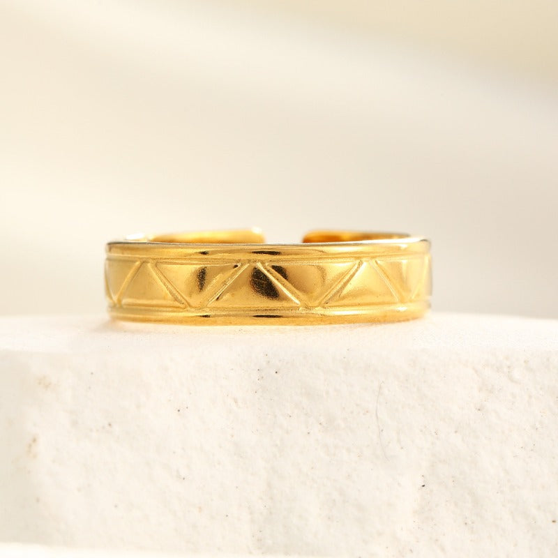 Wholesale Stainless Steel  Irregular Ring Line Ring Hollow Rings  ACC-RS-TaiMei006