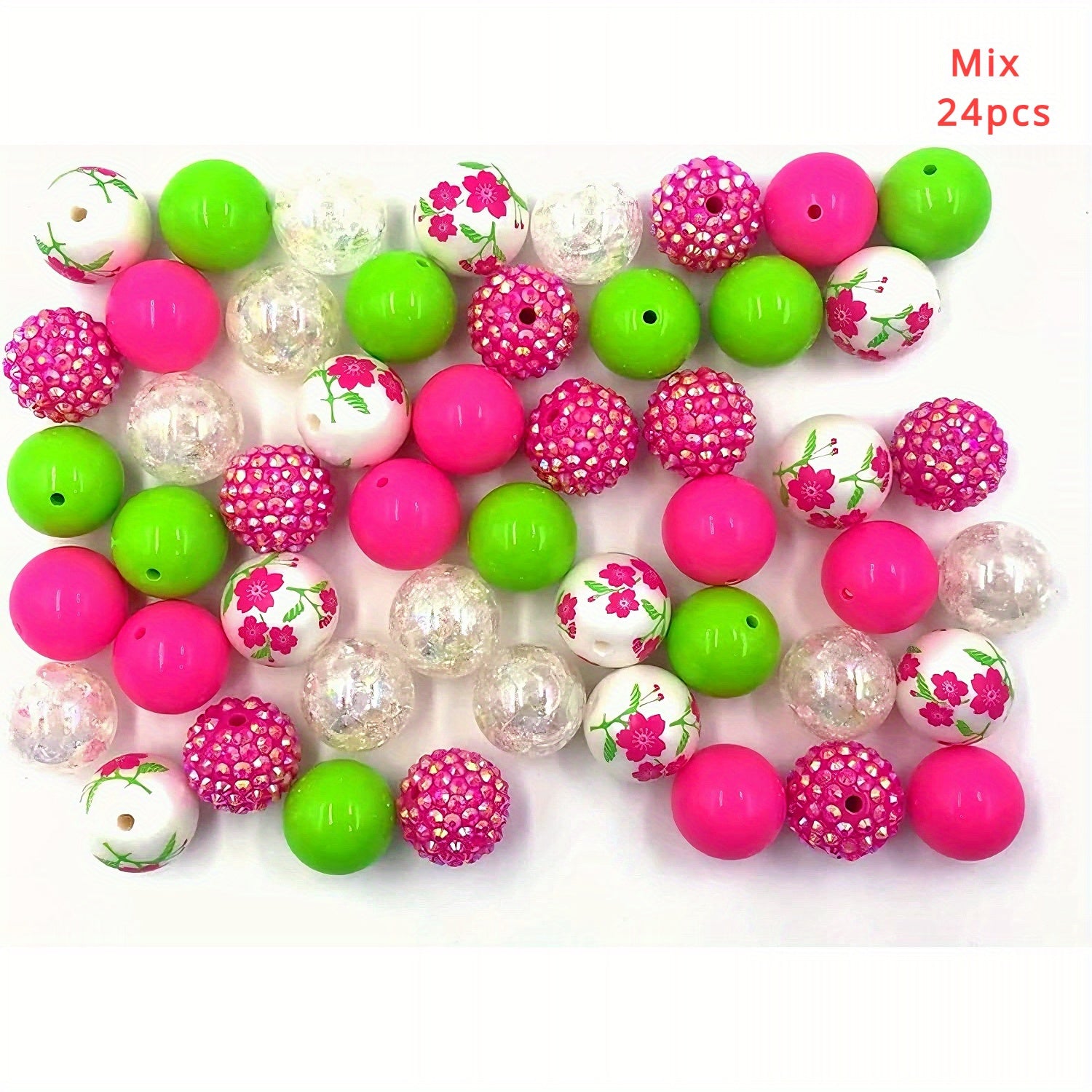 24pcs Bubblegum Beads Chunky Bead 20mm Mix, Brown Cow Chunky Beads, Pink Cow Beads, DIY Pens, DIY Lanyards, DIY Keychains, Jewelry Beads