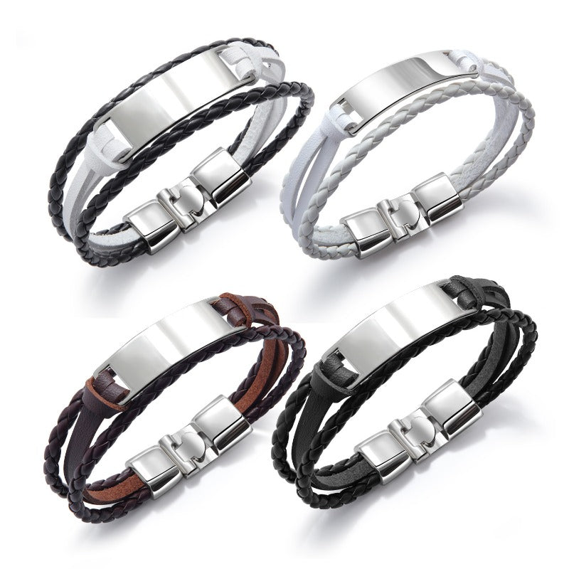 Wholesale Multi-layer Braided Hip Hop Glossy Bracelet ACC-BT-OPK009