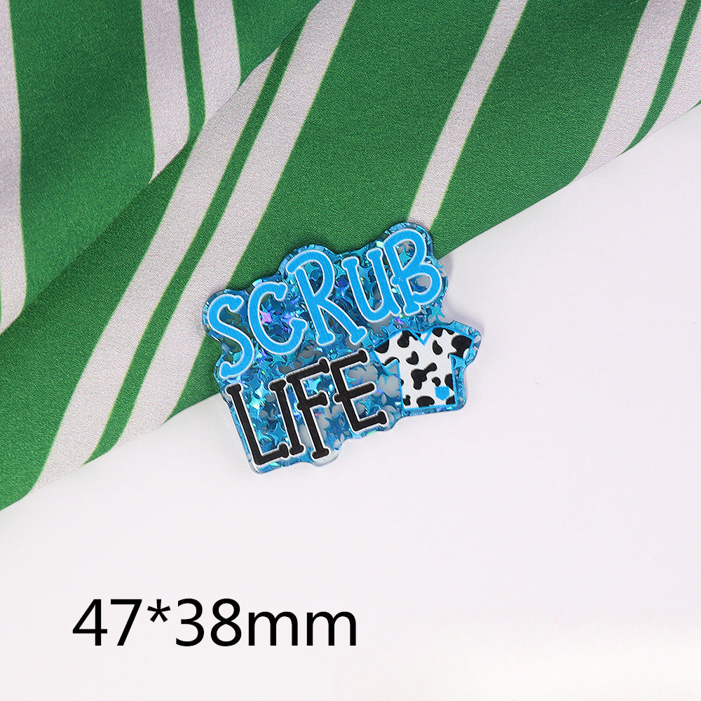 Wholesale 10pcs DIY Flatback Cartoon Medical Acrylic Flatback Badge Reels Retractable Keychain DIY Accessories ACC-FK-OuYe012