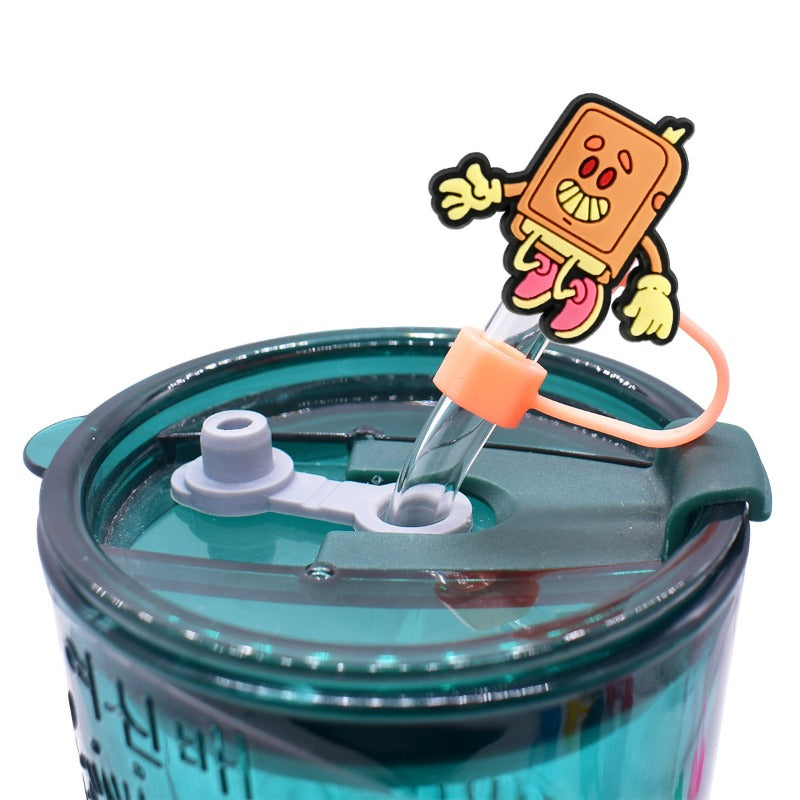 Wholesale Random 100pcs Bookworm Series 10mm PVC Soft Straw Tube Cap  ACC-SCR-RYY115