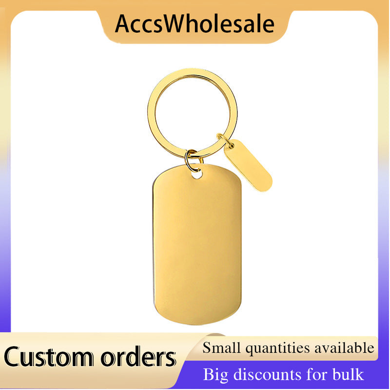 Custom Keychain with Laser Engraved Text or Logo - Multi-color Small Strip Metal Keychain