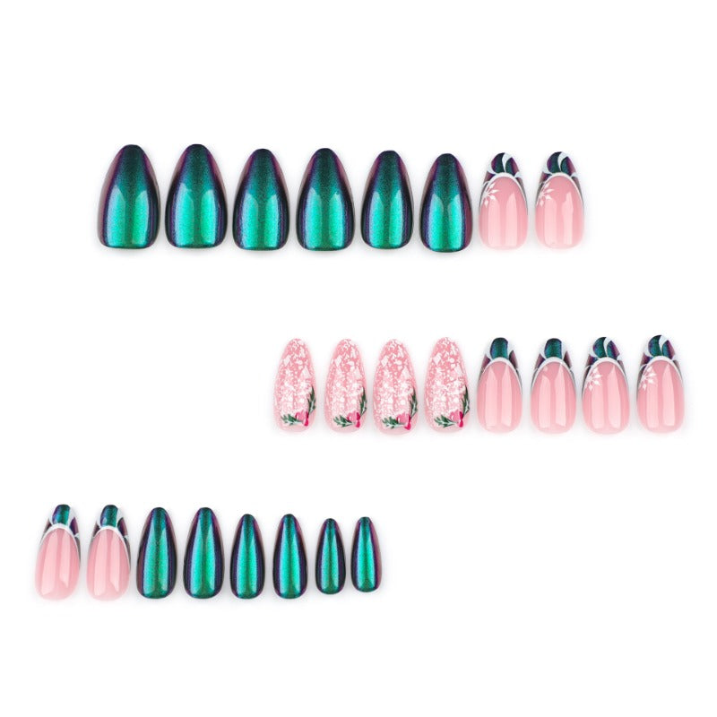 Wholesale 24 Pieces/box Christmas Color Changing Press-on Nails Kits Nail Stickers ACC-NS-LeFan122