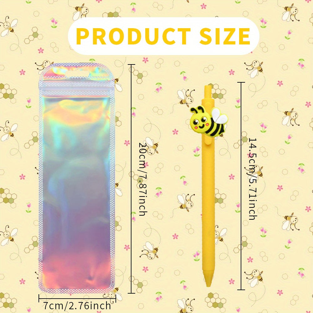 10pcs Cartoon Bee Pen Kits-5pcs Plastic Cartoon Honey Ballpoint Pen with 5pcs Colorful Bags Office Supplies Fashion Gifts