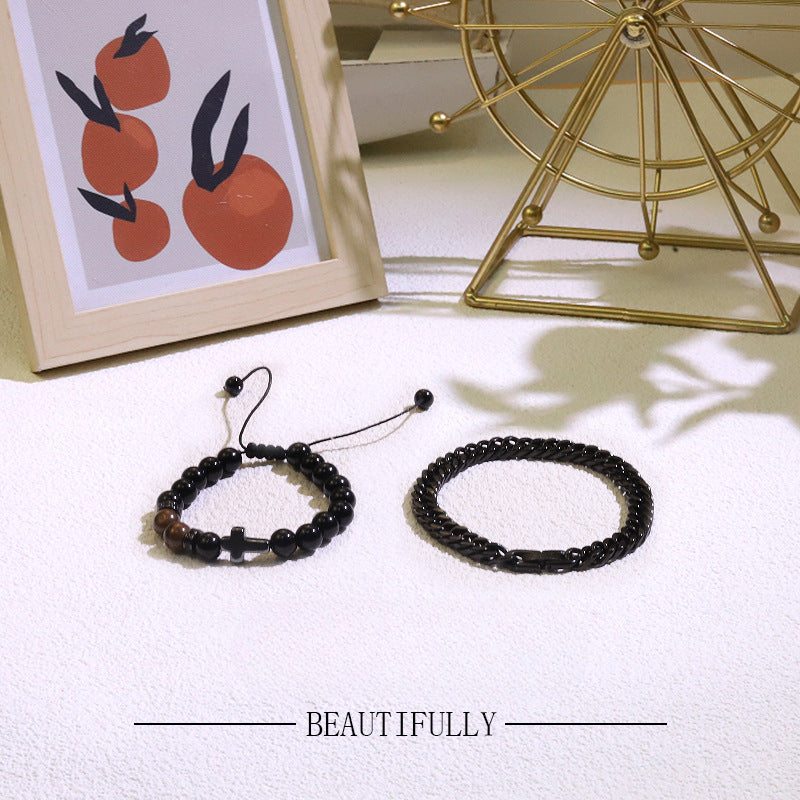 Wholesale Volcanic Stone Bracelet Tiger Eye Obsidian Beaded Handwoven Bracelet ACC-BT-Ruyue001