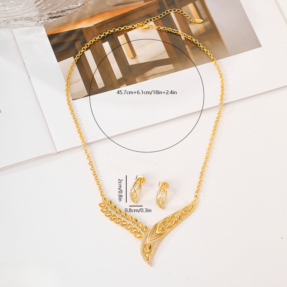 Wholesale Light Luxury Copper Inlaid Zircon Earrings Necklace Set ACC-NE-HengXuan001