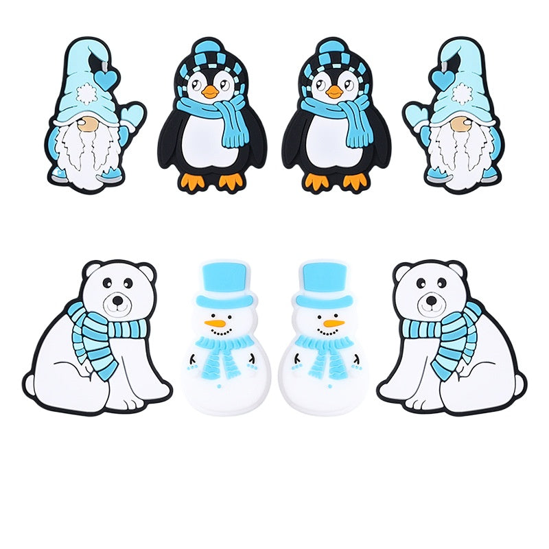 Wholesale 20pcs Snowman Silicone Beads Focal Beads DIY Bead Accessories ACC-BDS-RongFa026