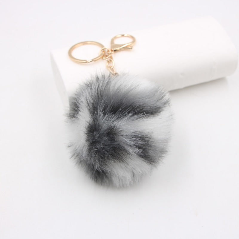 Wholesale Leopard Print Fur Ball 8cm Gold Keychains ACC-KC-Zuge004