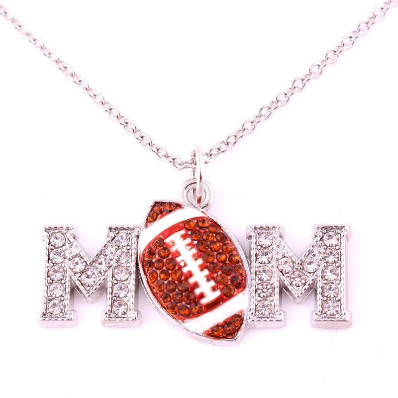 Wholesale Mother's Day Gift Football Mom Letter Necklace ACC-NE-Houh003