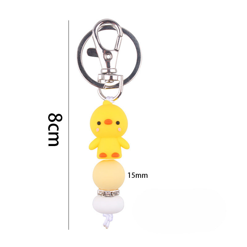 Wholesale Cartoon Little Yellow Duck Silicone Beaded Keychains ACC-KC-GuangTian092