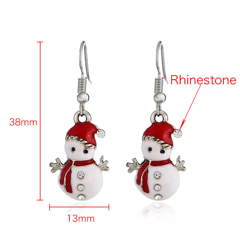 Wholesale 3D Christmas Snowman Alloy Earrings ACC-ES-KaiQing001