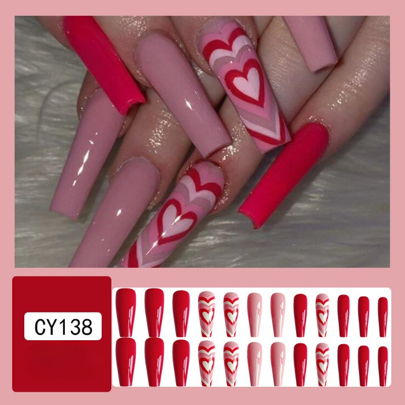 Wholesale 24 Pieces/box Valentine's Day Long Nails Kits Nail Stickers ACC-NS-QXJ053