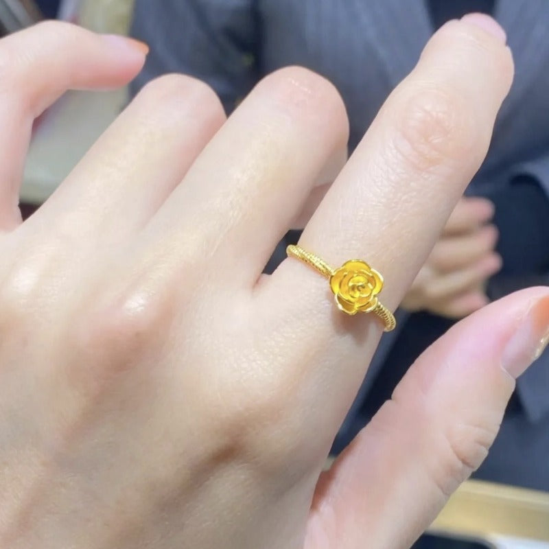 Wholesale Brass Gold Plated Rose Flower Ring ACC-RS-WanXi009