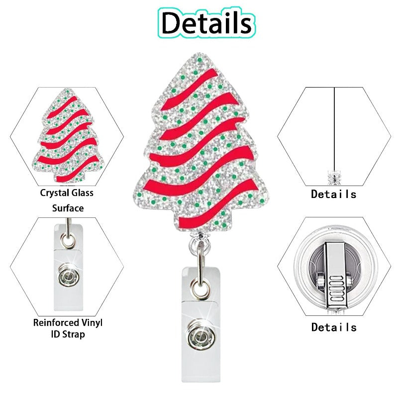 Wholesale Christmas Acrylic Snowman Snowflake Retractable Rotating Badge Keychain ACC-KC-QiDing016