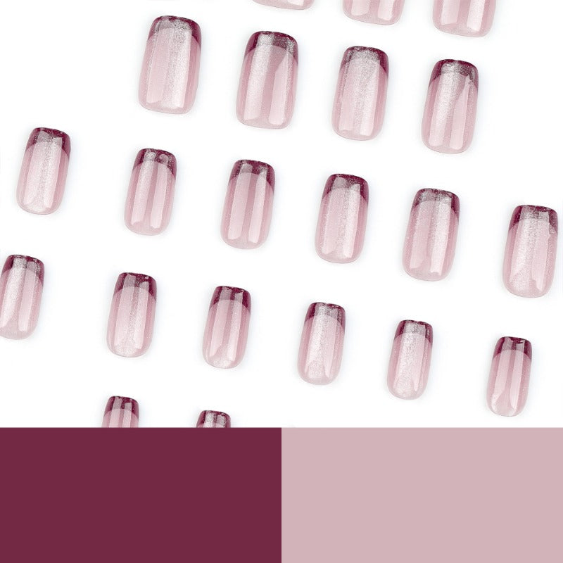 Wholesale 24 Pieces/box Red Nude Cat Eye Press-on Nails Kits Nail Stickers ACC-NS-LeFan162