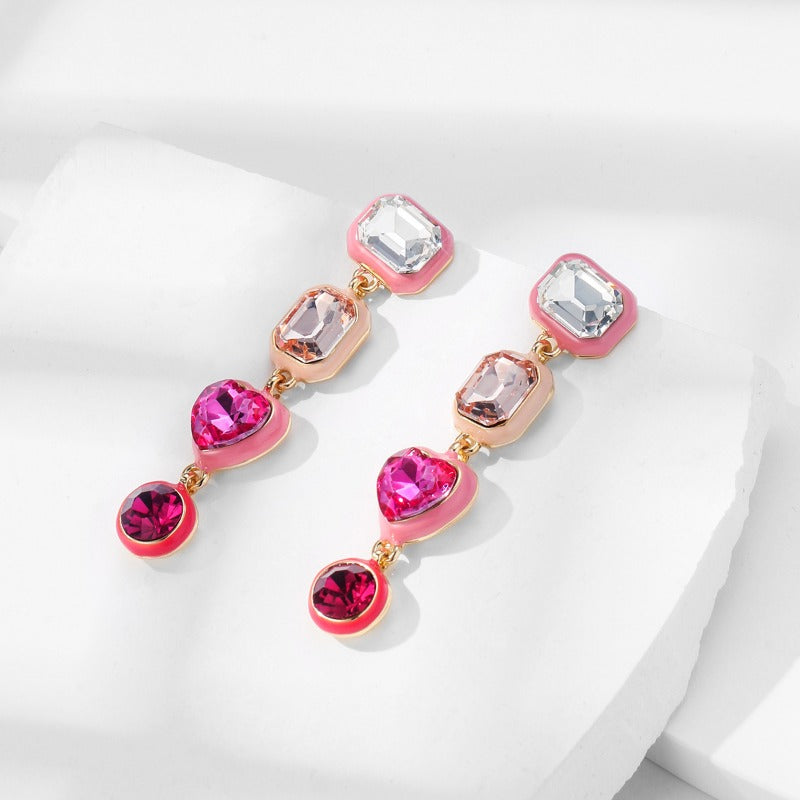 Wholesale Pink Love Enamel Oil Drop Bracelet Earring Set ACC-BT-KJ004