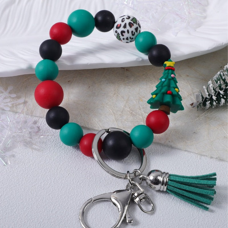 Wholesale Christmas 3D Silicone Cartoon DYI Beaded Keychain ACC-KC-JiuYa018