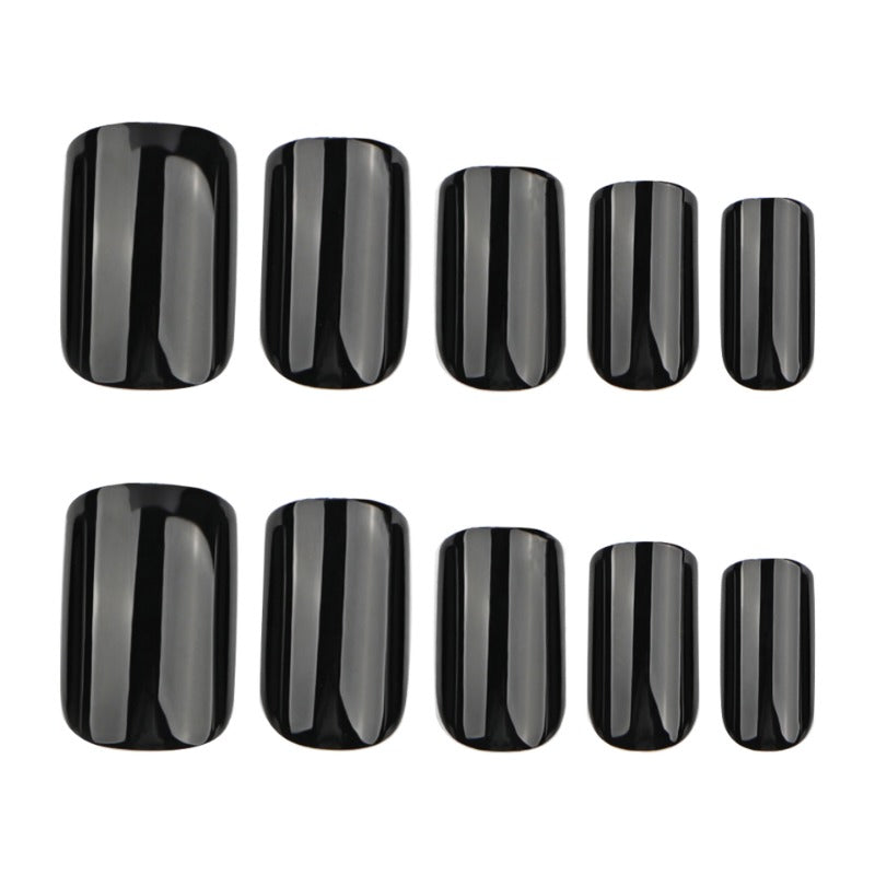 Wholesale 24 Pieces/box Black Solid Color Nails Kits Nail Stickers ACC-NS-LeFan132