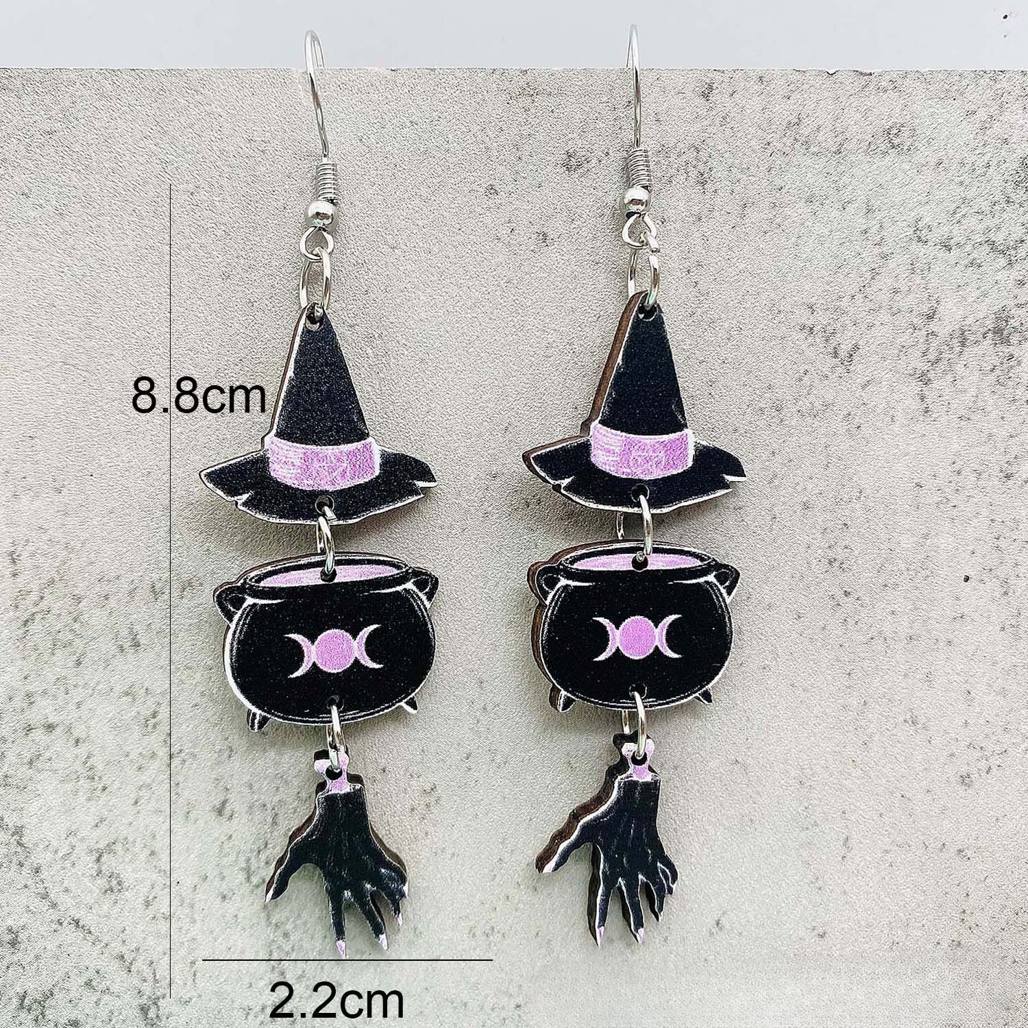 Wholesale Halloween Horror Pumpkin Bat Skull Wood Earrings ACC-ES-ChenY046