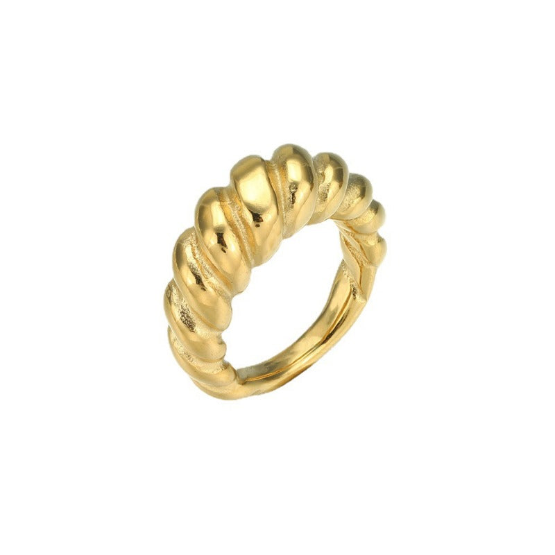Wholesale Punk Style Exaggerated Twist Pattern Stainless Steel Rings ACC-RS-YunHe005