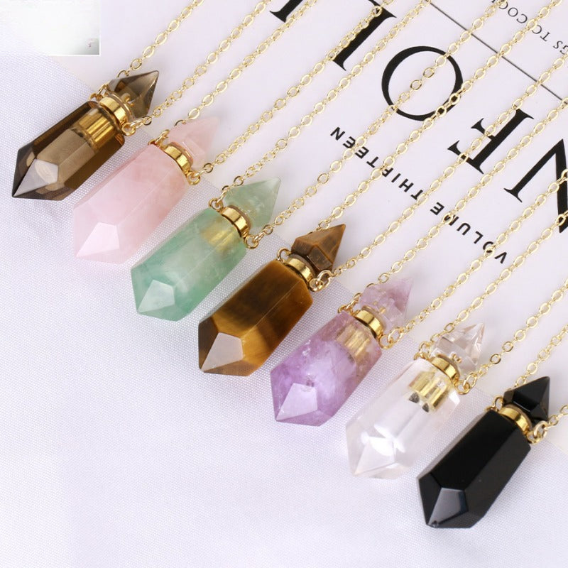 Wholesale Natural Stone Crystal Perfume Bottle Necklace ACC-NE-HuaiShe001