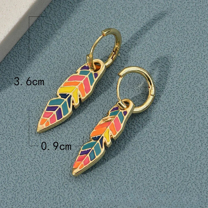 Wholesale Colorful Oil Drop Leaf Cactus Earrings ACC-ES-MLR006