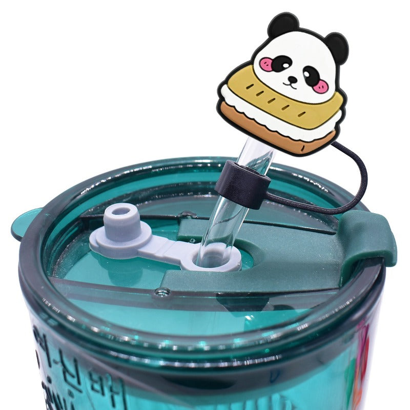 Wholesale Random 100pcs Cute Red Panda 10mm PVC Soft Straw Tube Cap ACC-SCR-RYY148