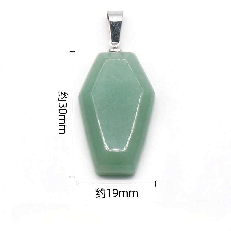 Wholesale Mini Coffin Board Natural Crystal Stone Coffin Board Necklace Pendant ACC-PT-KeSuo004