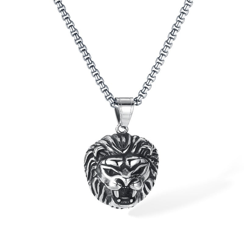 Wholesale Hip Hop Retro Stainless Steel Domineering Lion Head Necklace ACC-NE-OPK005