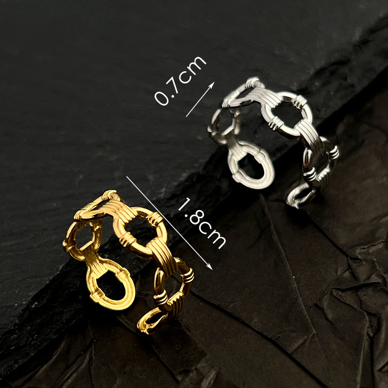 Wholesale Stainless Steel Ring 18k Gold Plated Silver Ring Hollow Circle Rings ACC-RS-WanCh002