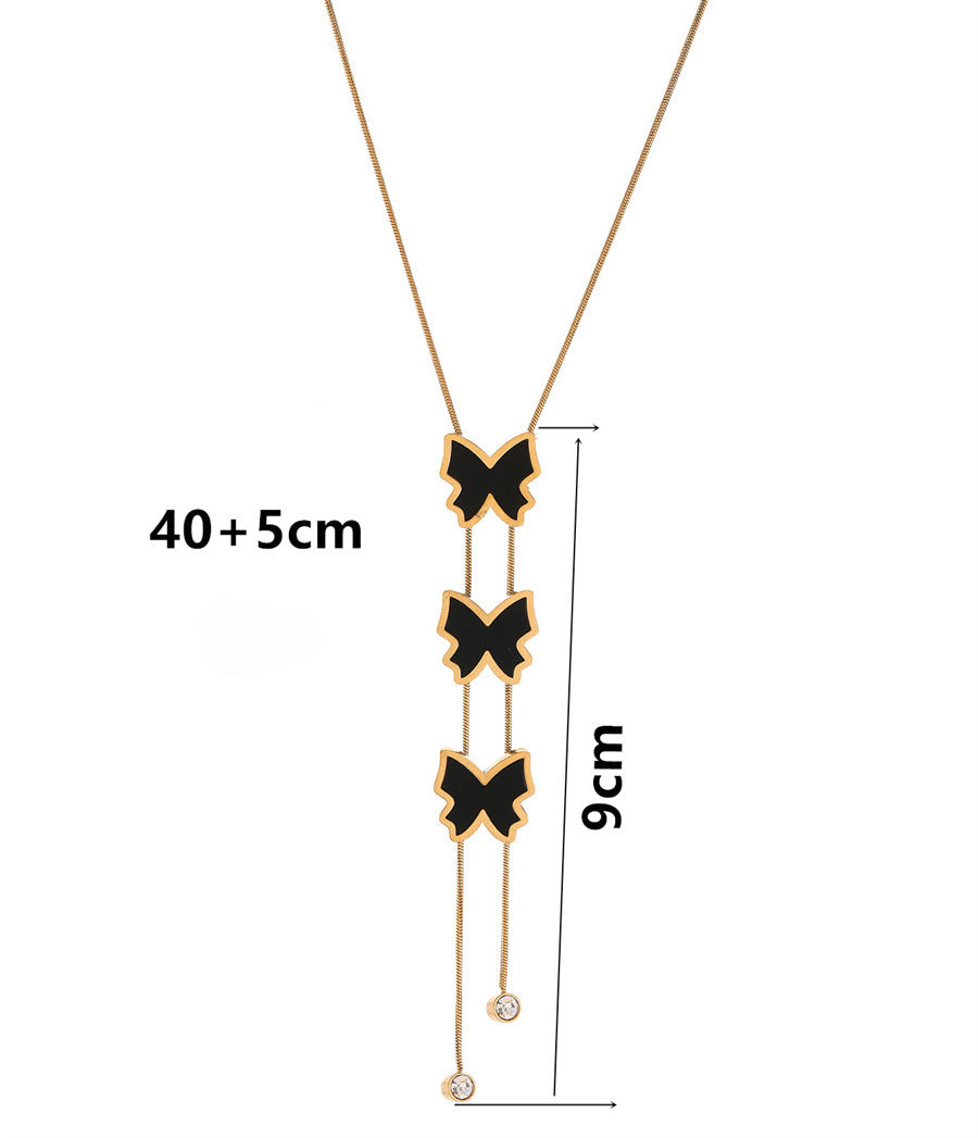 Wholesale Butterfly Necklace 18k Gold Plated Necklace Light Luxury Necklaces Titanium Steel Necklace ACC-NE-TaiYu001