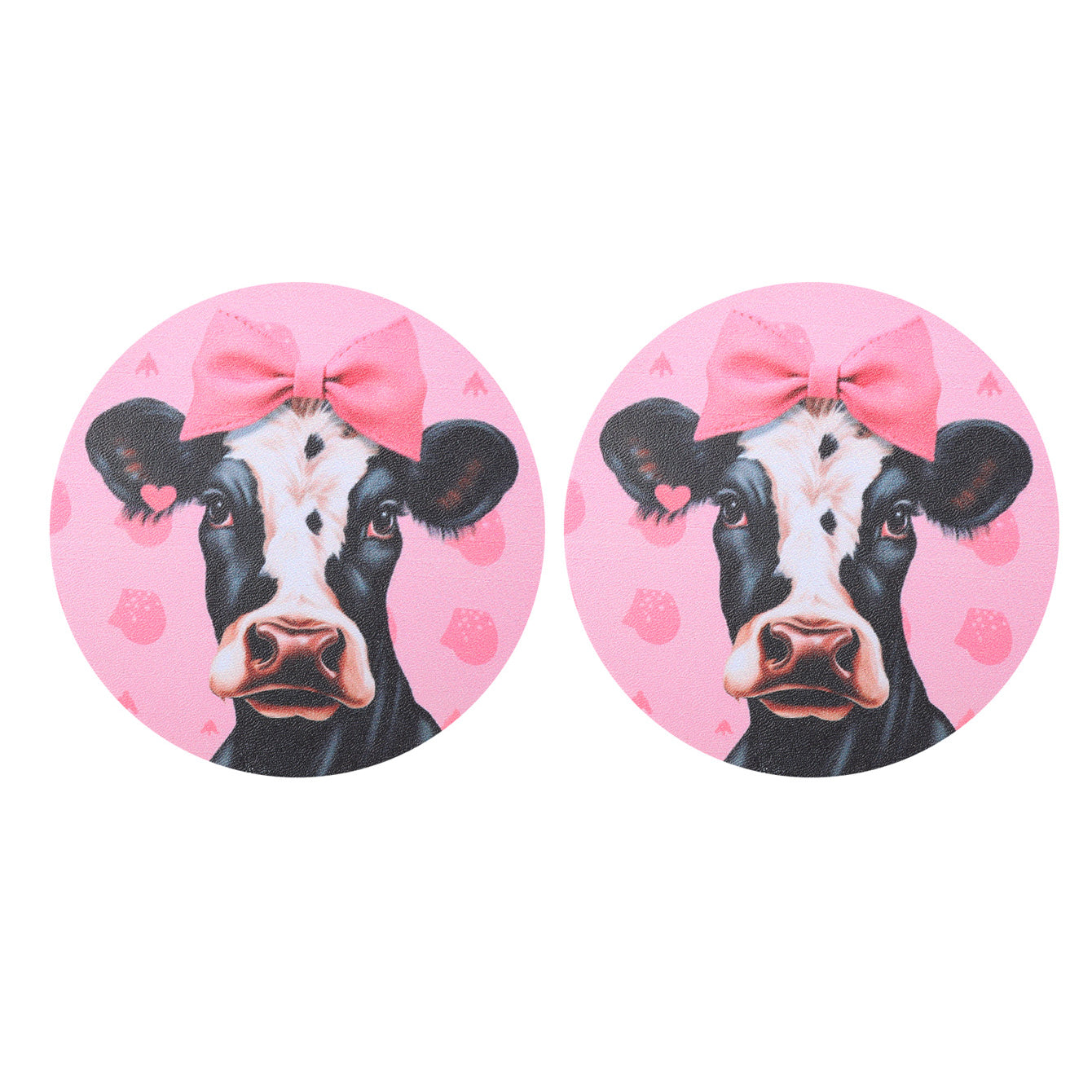 Wholesale Bow Cow Love Milk Tea Ice Cream Pattern Leather Coaster Cup Accessories ACC-CA-YTian002