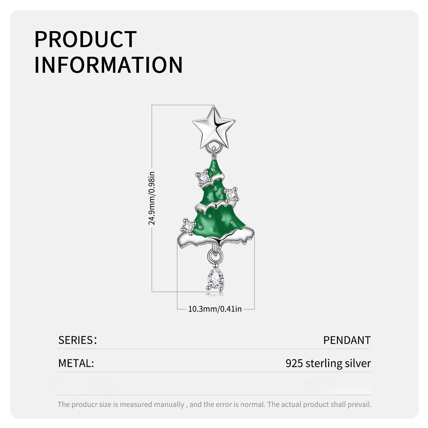 Wholesale Christmas Gift Christmas Tree S925 Sterling Silver Epoxy Necklaces ACC-NE-MC012