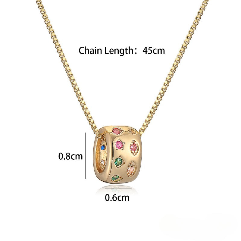 Wholesale Light Luxury 18K Gold Plated Zircon Geometric Pendant Necklace ACC-NE-AG008