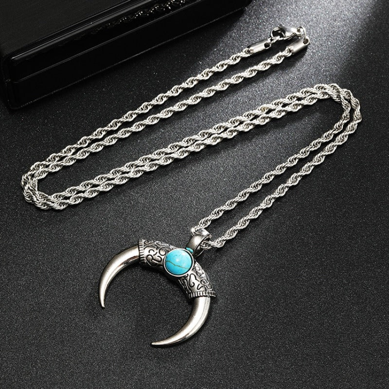 Wholesale Turquoise Crescent Pendant Necklace ACC-NE-Yuj004