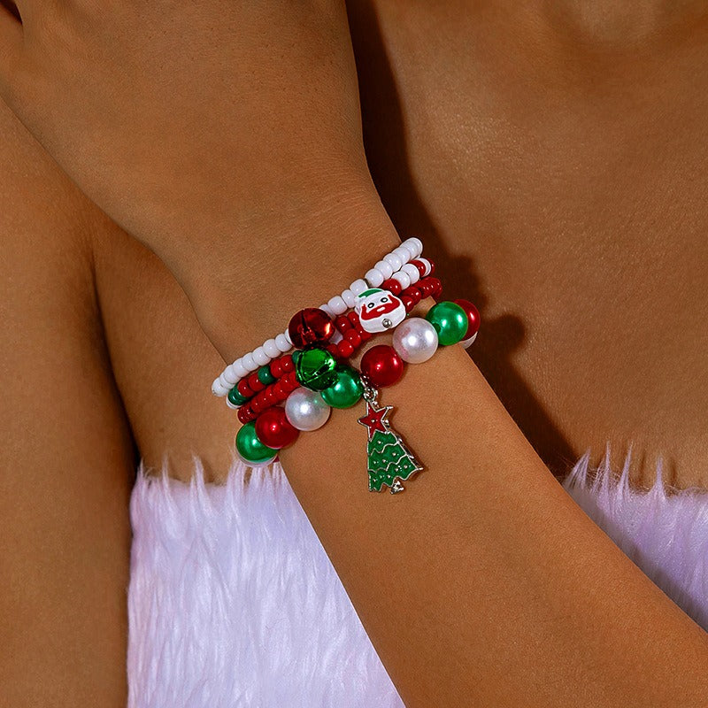 Wholesale Christmas Jewelry Cute Bell Elk Snowman Bracelet Set ACC-BT-YongGe007